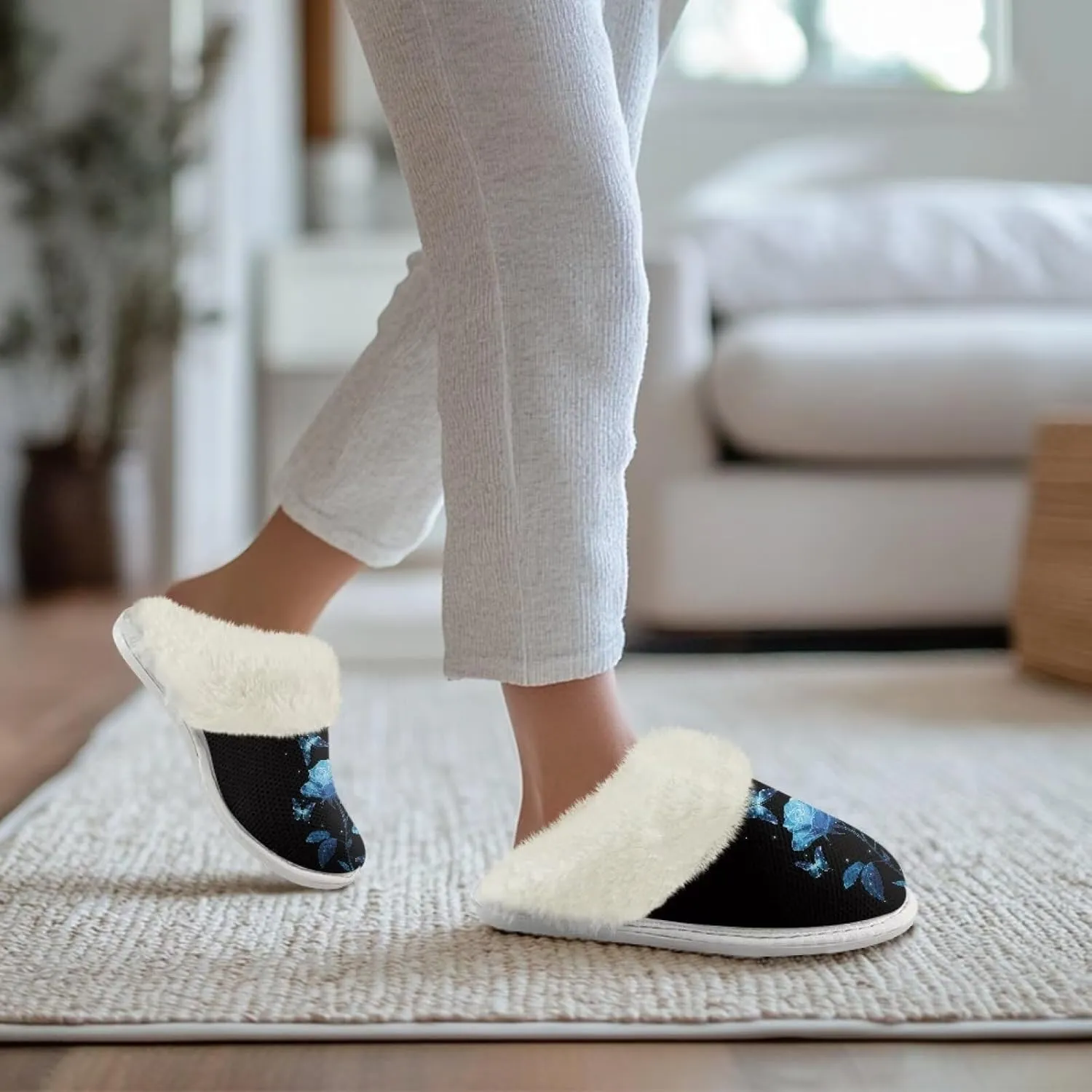 YEXIATODO Plush House Shoes Women Slippers Indoor Slipper for Winter Fuzzy Slippers for Men Unisex