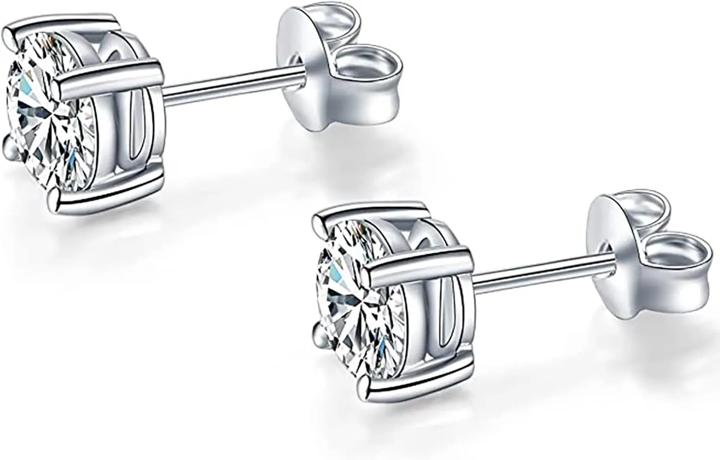 YODEWA 1/2/3ct Moissanite Stud Earrings for Women 925 Sterling Silver Hypoallergenic Flat Back 1 Pair DEF Color Lab Created Brilliant Round Moissanite Earrings