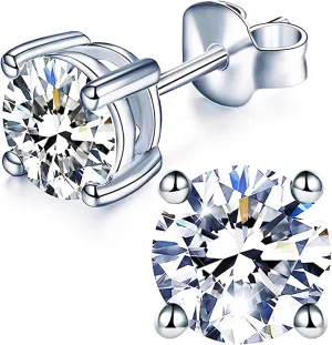 YODEWA 1/2/3ct Moissanite Stud Earrings for Women 925 Sterling Silver Hypoallergenic Flat Back 1 Pair DEF Color Lab Created Brilliant Round Moissanite Earrings