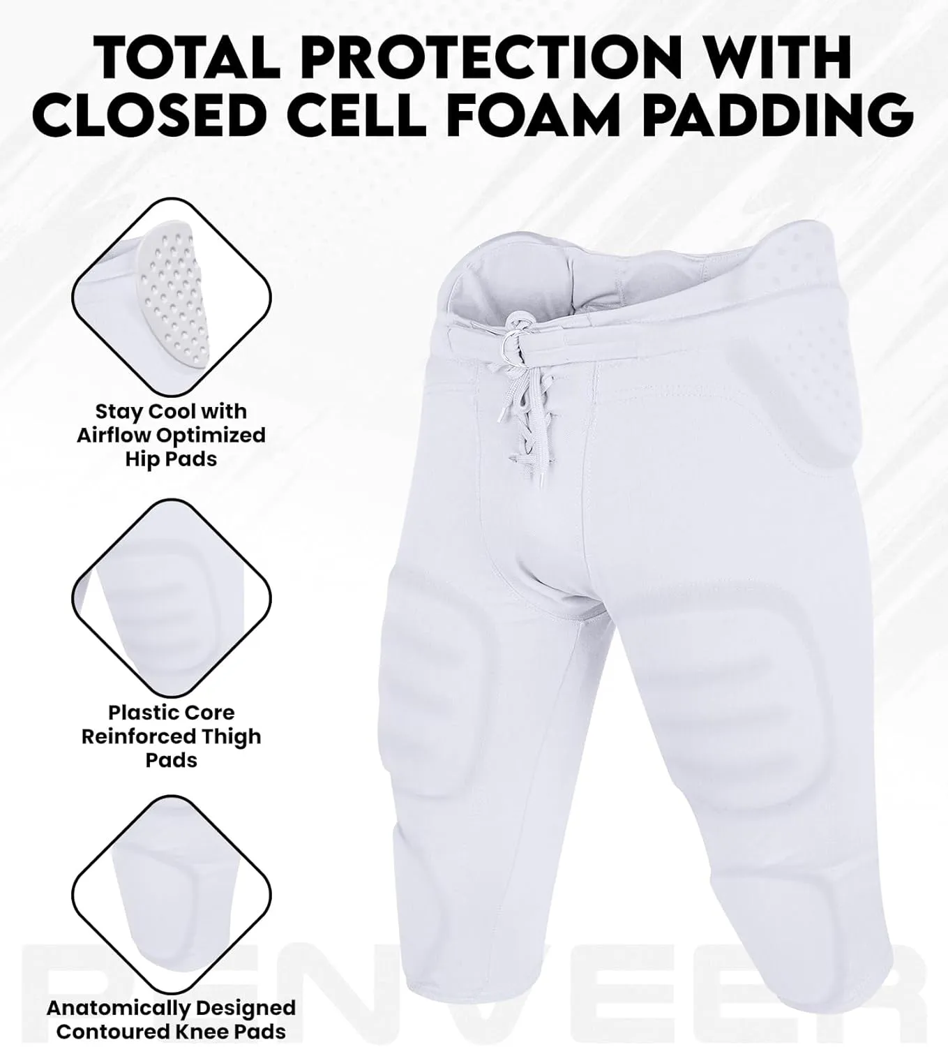 Youth Football Pants - Safety Integrated Comfortable Youth Football Practice Pants for Boys
