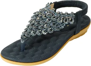 ZriEy Women's Open Toe Flat Sandals Dress Summer Sandals Non Slip Beach Sandal Shoes Elastic Ankle Strap Cute Comfortable Bohemia Flat Heel for Women