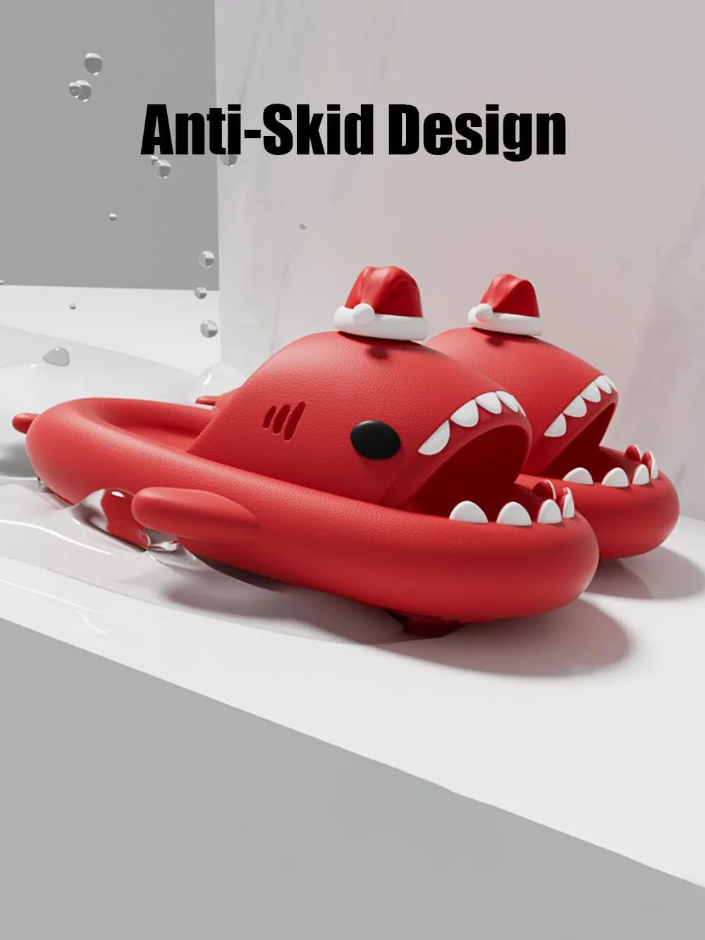 Zureto Christmas Edition Shark Slides, Cloud Shark Sandals 3D Cartoon Christmas Shark Slippers for Women Men