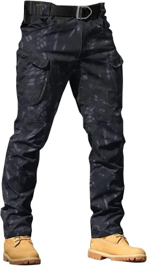 ZYXTIM Men's Hiking Trousers Softshell Tactical Cargo Pants Water-Resistant Breathable Windproof Outdoor Walking Work Pant