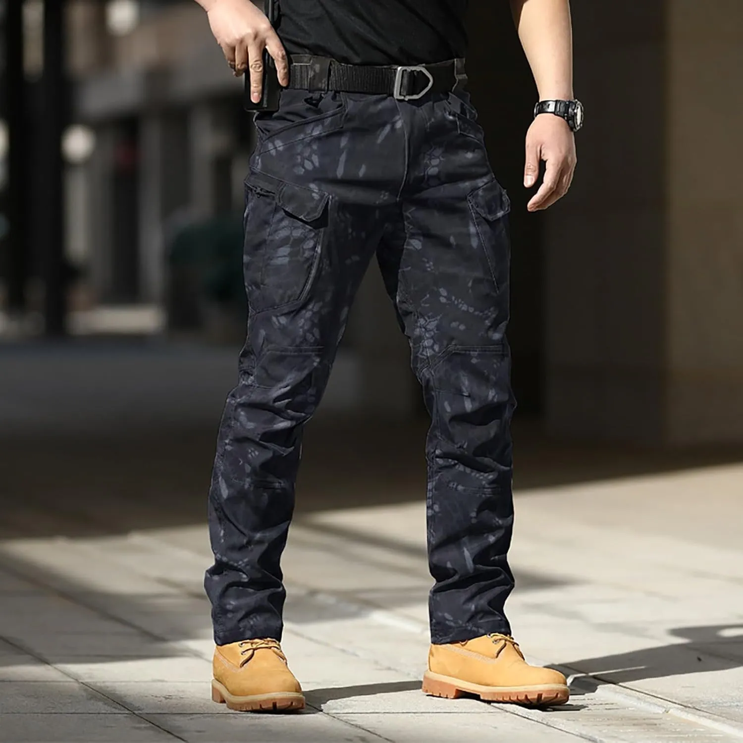 ZYXTIM Men's Hiking Trousers Softshell Tactical Cargo Pants Water-Resistant Breathable Windproof Outdoor Walking Work Pant