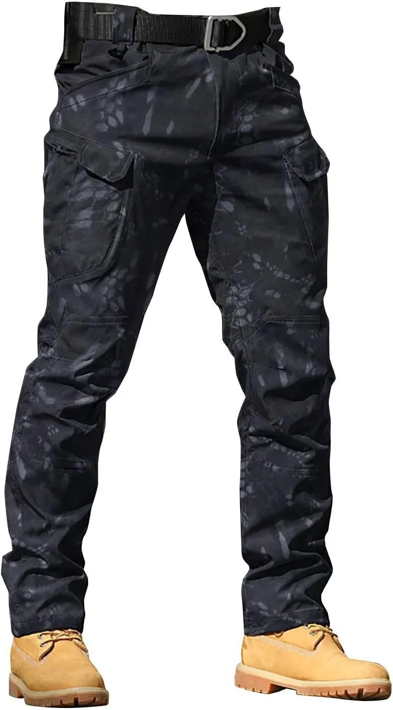 ZYXTIM Men's Hiking Trousers Softshell Tactical Cargo Pants Water-Resistant Breathable Windproof Outdoor Walking Work Pant